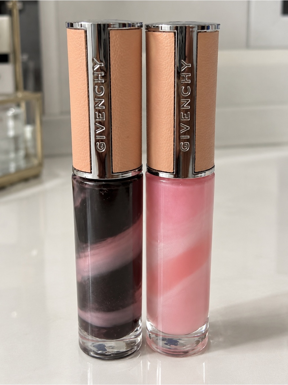 Givenchy Lip Gloss Duo — Light Pink & Deep Plum Marble